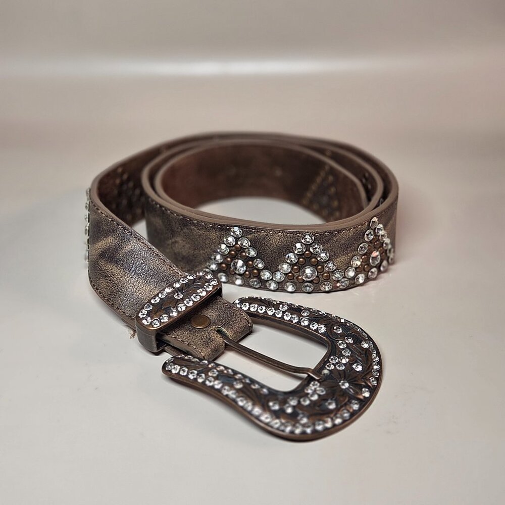 Shyanne Women's Leather and Rhinestone Bling Belt NWOT